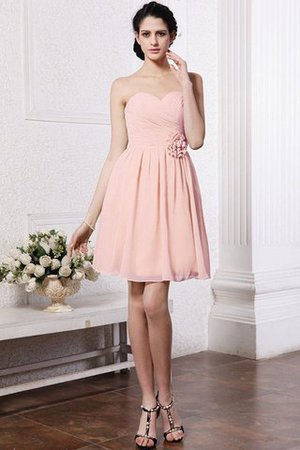 Chiffon Drapiertes Ärmelloses Mini Brautjungfernkleid mit Herz-Ausschnitt - Bild 21