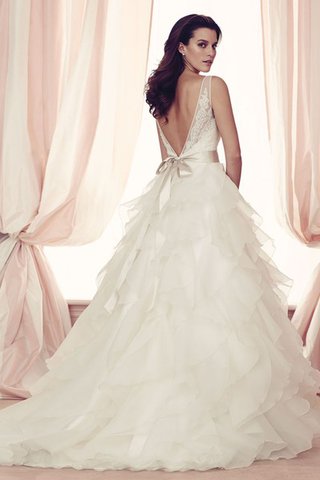 Vestido de Novia de Hasta el suelo de Fajas de Columpio de Escote en V de Lazos - Foto 2