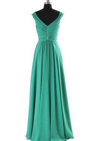 Robe demoiselle d'honneur naturel entrecroisé manche nulle avec chiffon avec perle - Photo 3