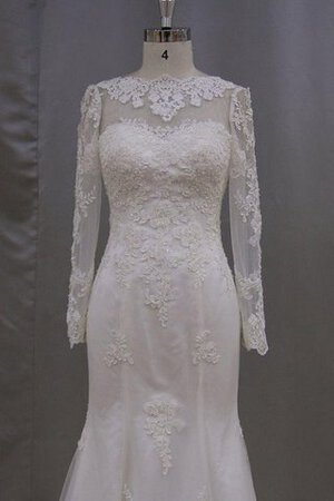 Hoher Kragen langärmeliges Meerjungfrau natürliche Taile bodenlanges sexy Brautkleid - Bild 5