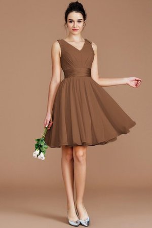 Normale Taille Ärmelloses Kurzes Brautjungfernkleid mit Gürtel mit Schleife - Bild 8