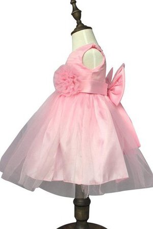 Ärmelloses A-Line knielanges kurzes Blumenmädchenkleid mit gekappten Ärmeln mit Blume - Bild 3