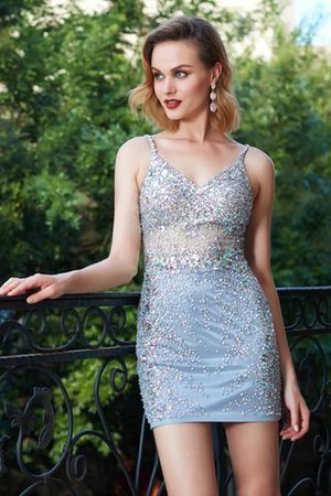 Enges Normale Taille Reißverschluss Cocktailkleid mit Spaghettiträger ohne Ärmeln - Bild 3