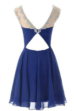 Gerüschtes A-Linie Chiffon informelles Abiballkleid mit kurzen Ärmeln mit gekappten Ärmeln - Bild 3