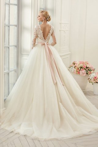 Robe de mariée delicat avec ruban appliques de col bateau avec perle - Photo 2
