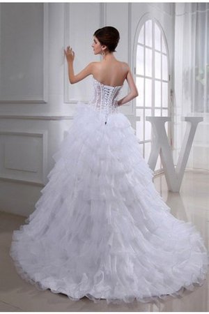 Ärmelloses Duchesse-Linie Organza Brautkleid mit Kapelle Schleppe mit Rücken Schnürung - Bild 2