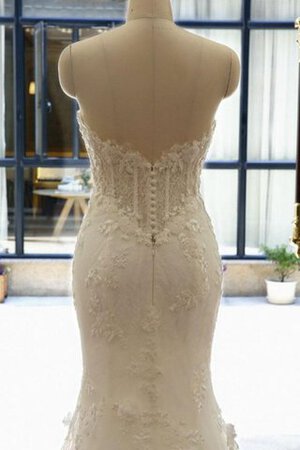 Ärmelloses Spitze langes bodenlanges Brautkleid mit Blume mit Reißverschluss - Bild 3