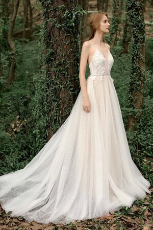 Reißverschluss Modisch Romantisches Brautkleid mit Bordüre mit Kreuz - Bild 3