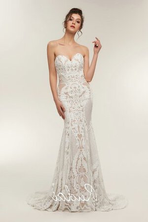 Abito da sposa bella in pizzo retro in stain elastico naturale spazzola treno - Foto 5