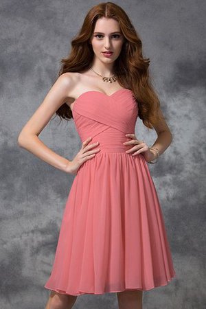Chiffon Reißverschluss Normale Taille Knielanges Brautjungfernkleid mit Herz-Ausschnitt - Bild 29
