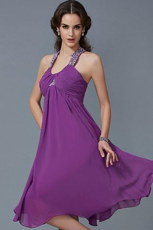 Nackenband A Linie Chiffon Knielanges Kurzes Abendkleid - Bild 1