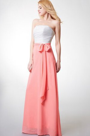 Robe demoiselle d'honneur luxueux avec zip ruché de bustier avec ruban - Photo 1