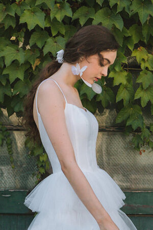 Abito da sposa con increspature assorbente in tulle a terra particolare all aperto - Foto 4