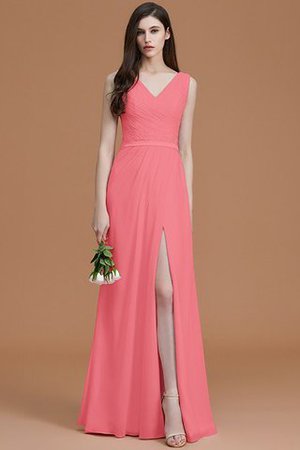 Normale Taille Gerüschtes Prinzessin Bodenlanges Brautjungfernkleid ohne Ärmeln - Bild 34