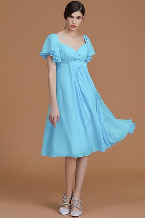 Robe demoiselle d'honneur bref ruché ceinture haut fermeutre eclair de col en cœur - Photo 8