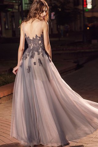 Abito da Ballo A-Line con Piega con Applique Semplice Elegante Barchetta - Foto 2