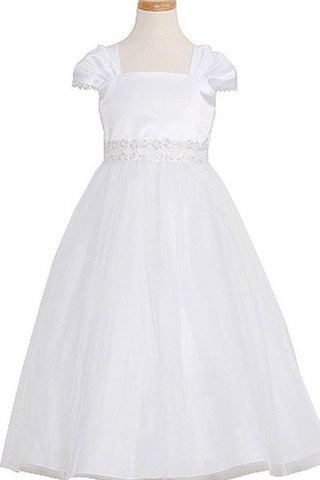 Kurze Ärmeln A-Line Quadrat Ausschnitt Blumenmädchenkleid mit Pailletten - Bild 1