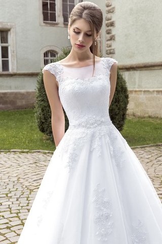 Gericht Schleppe ewiges Spitze luxus Brautkleid mit gekappten Ärmeln mit Rücken Schnürung - Bild 2