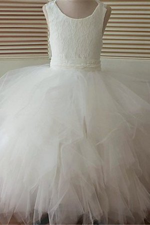 Abito da Cerimonia Bambini in Pizzo Tondo A Terra in Organza Senza Maniche - Foto 2