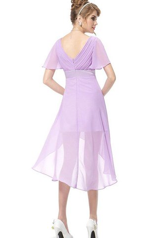 Robe de cocktail plissé avec chiffon avec zip de tour de ceinture en haute avec manche courte - Photo 2