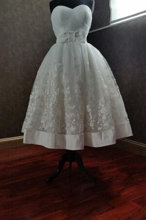 A-Linie Beach Stil gerüschtes Reißverschluss Ärmellos wadenlanges Brautkleid - Bild 3