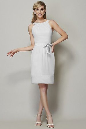 Schaufel-Ausschnitt Reißverschluss Enganliegendes Knielanges Brautjungfernkleid aus Chiffon - Bild 16