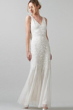 Abito da Sposa Moderno stravagante Formale E Informale a riva A Terra V-Scollo - Foto 1
