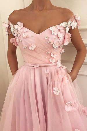A Linie Tüll Normale Taille Süss Ballkleid mit Applike - Bild 1