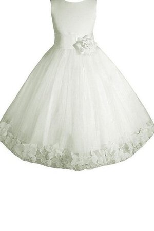 Robe de cortège enfant manche nulle ligne a col u profond avec nœud avec fleurs - Photo 1