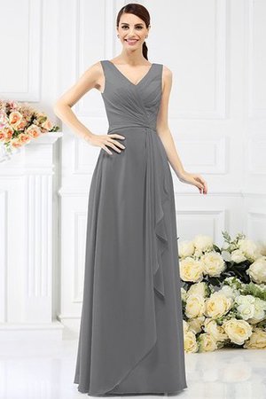 Perlenbesetztes Chiffon Enges Ärmelloses Brautjungfernkleid mit Empire Taille - Bild 27