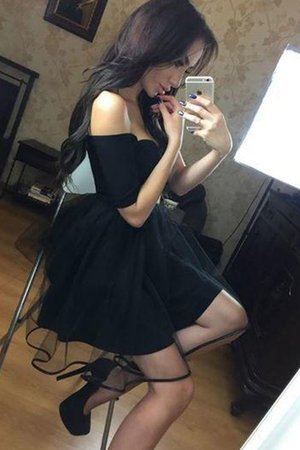 Tüll Schön Normale Taille Abiballkleid mit Rüschen mit Halben Ärmeln - Bild 2