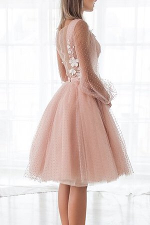 Abito da sposa attraente in tulle con fiore al ginocchio a-line v-scollo - Foto 3