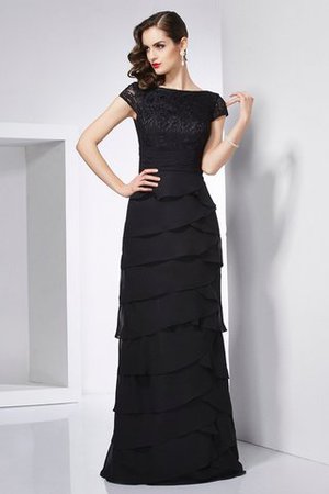 Kurze Ärmeln Schaufel-Ausschnitt Chiffon Anständiges Bodenlanges Abendkleid - Bild 1