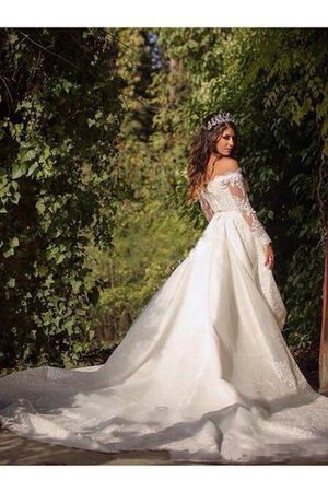 Abito da Sposa Senza Maniche moda Lungo con Maniche Lunghe sexy Coda A Strascico Cappella - Foto 4