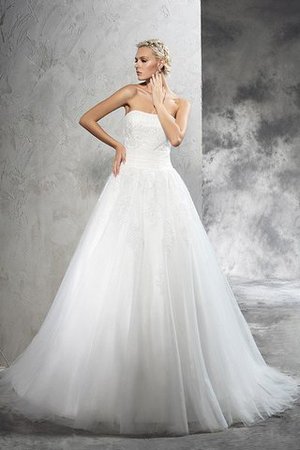 Klassisches Duchesse-Linie Satin Sittsames Brautkleid mit Natürlicher Taille - Bild 3