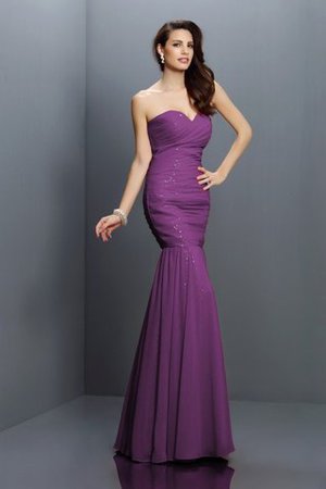Chiffon Plissiertes Bodenlanges Brautjungfernkleid mit Herz-Ausschnitt mit Empire Taille - Bild 13