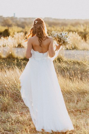 Abito da sposa naturale con piega con ricamo squisito senza maniche principessa - Foto 4