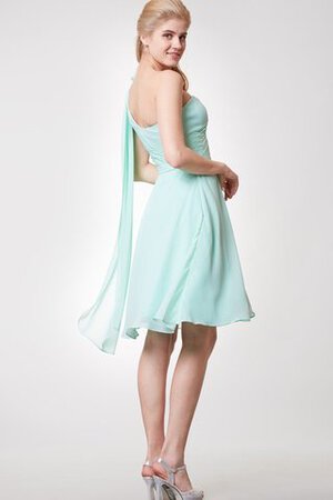 Vestido de Dama de Honor de Un sólo hombro de Flores de Plisado de Hasta la Rodilla - Foto 4