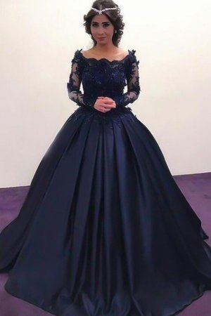 Robe de soirée parfait de mode de bal en satin de traîne courte avec manche longue - Photo 1