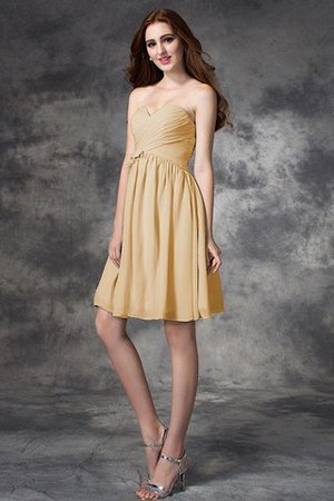 Robe demoiselle d'honneur naturel courte ligne a col en forme de cœur en chiffon - Photo 6