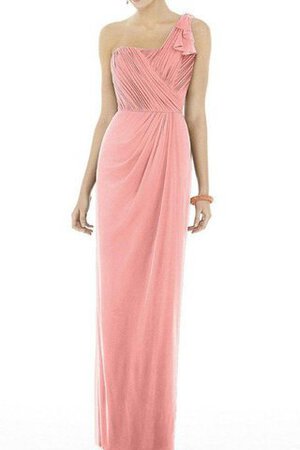 Robe demoiselle d'honneur avec chiffon ruché gaine au drapée d'épaule asymétrique - Photo 1