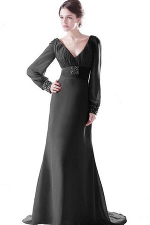 Abito mamma Sposa A-Line V-Scollo in Chiffon con Maniche Lunghe A Terra Cerniera - Foto 1