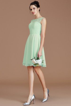 Robe demoiselle d'honneur naturel courte de princesse en chiffon col en bateau - Photo 30