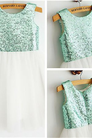 Ärmelloses Paillettenbesetztes Tüll Blumenmädchenkleid mit Reißverschluss aus Paillette - Bild 1