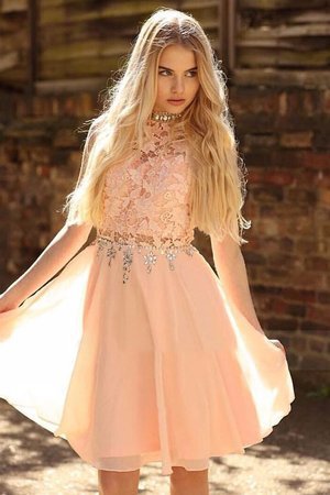 Robe fête de la rentrée pétillant a-ligne de col haut avec perle naturel - Photo 2