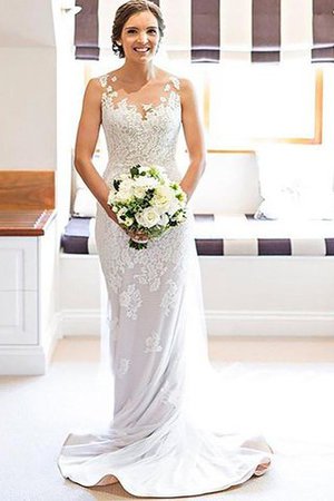 Natürliche Taile Schaufel-Ausschnitt Vintage Ärmelloses Brautkleid mit Applike - Bild 1