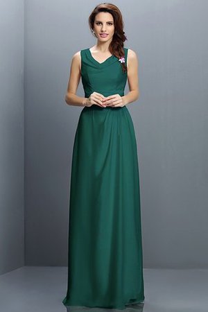 Robe demoiselle d'honneur longue maillot v encolure jusqu'au sol avec chiffon - Photo 9