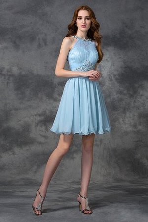 Ärmelloses Schaufel-Ausschnitt Chiffon Reißverschluss Kurzes Cocktailkleid - Bild 4