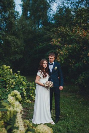 Gerüschtes plissiertes a linie modisches schlichtes Brautkleid aus Chiffon - Bild 3