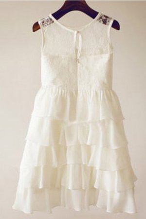 Robe de cortège enfant naturel jusqu'au sol avec chiffon a-ligne fermeutre eclair - Photo 4